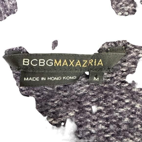 BCBGMaxazria Deep Purple Chunky Knit Wool Blend Long Sleeve Cardigan Sweater - Picture 10 of 11